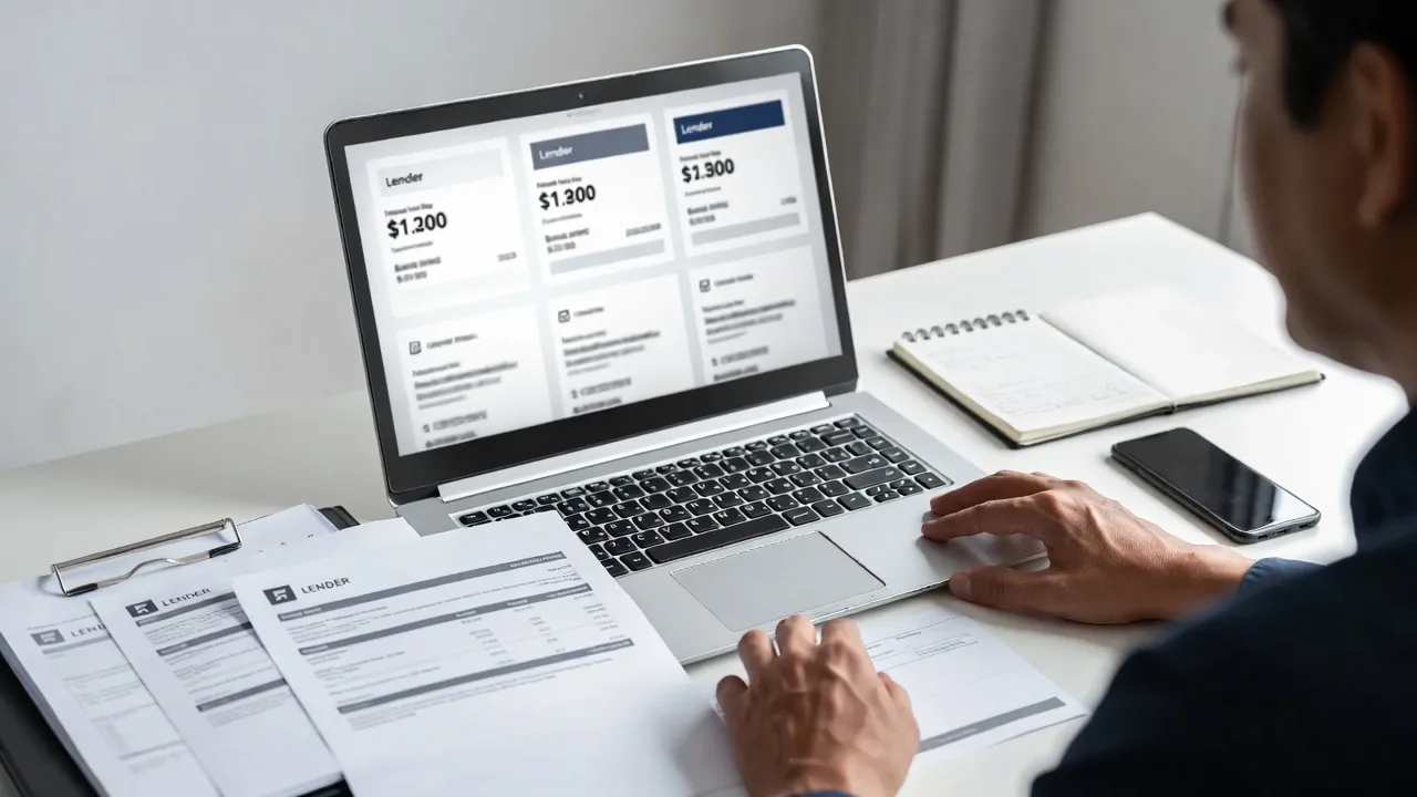 Business owner comparing several line of credit offers from different lenders