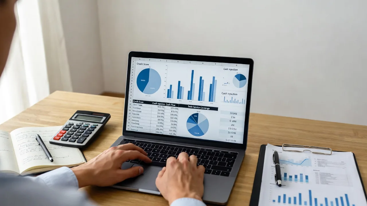 Business buyer reviewing credit, cash flow, and down payment requirements for an acquisition loan