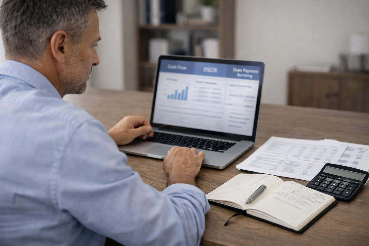 Financial review of cash flow and debt service coverage before a business loan decision