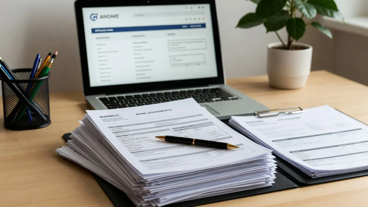 Organized application documents prepared for a new business line of credit