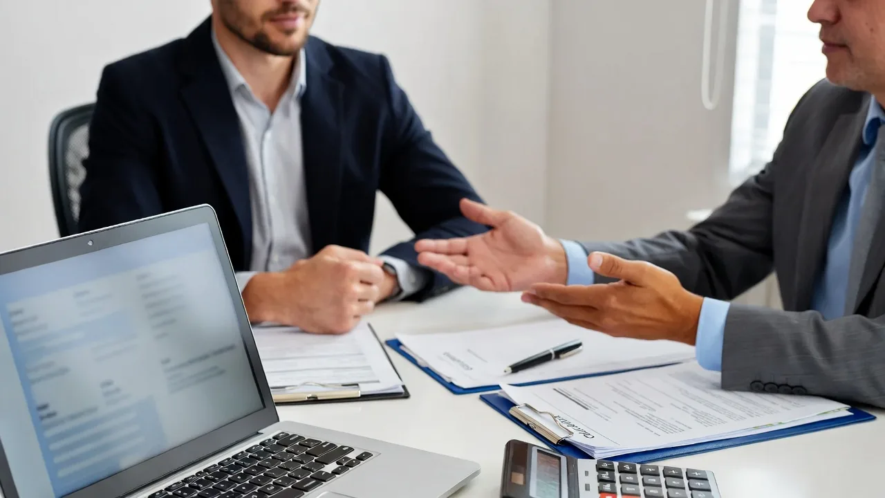 Business owner discussing secured and unsecured term loan options with a lender