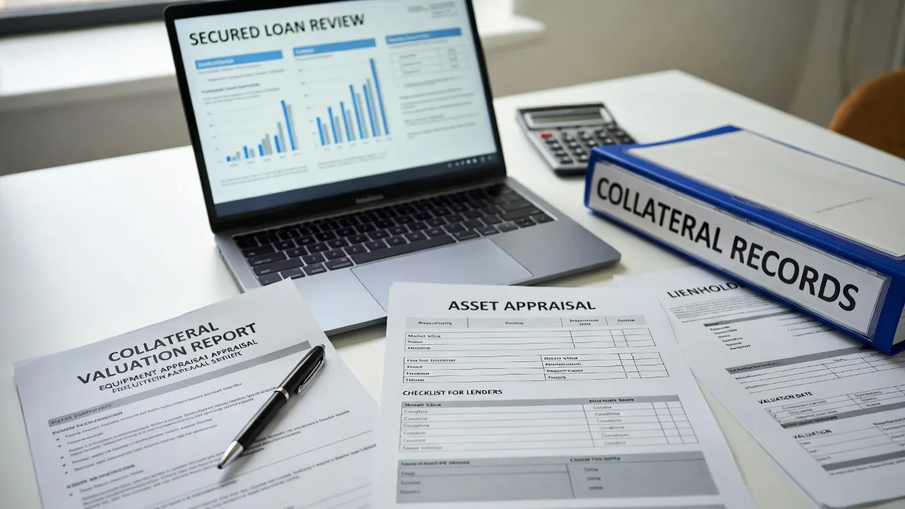 Collateral documents and asset appraisal paperwork for a secured business loan