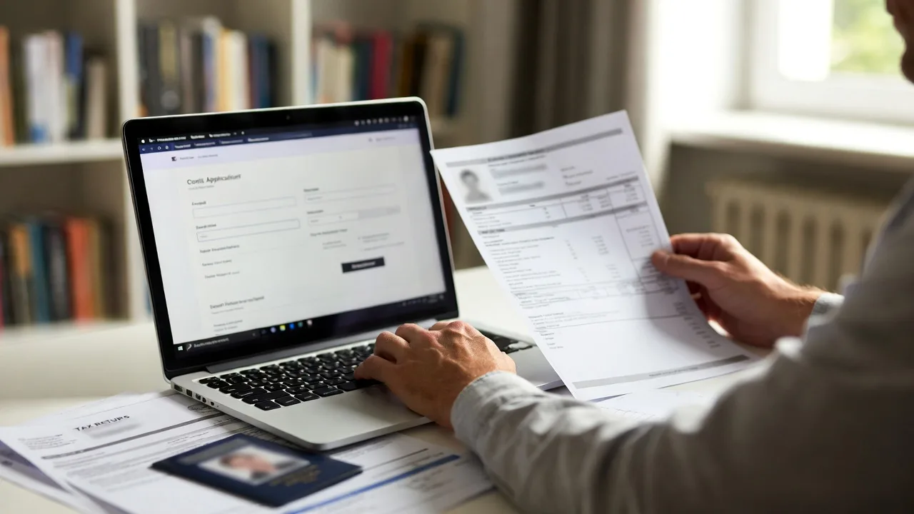 Small business owner preparing documents for a revenue-based financing application
