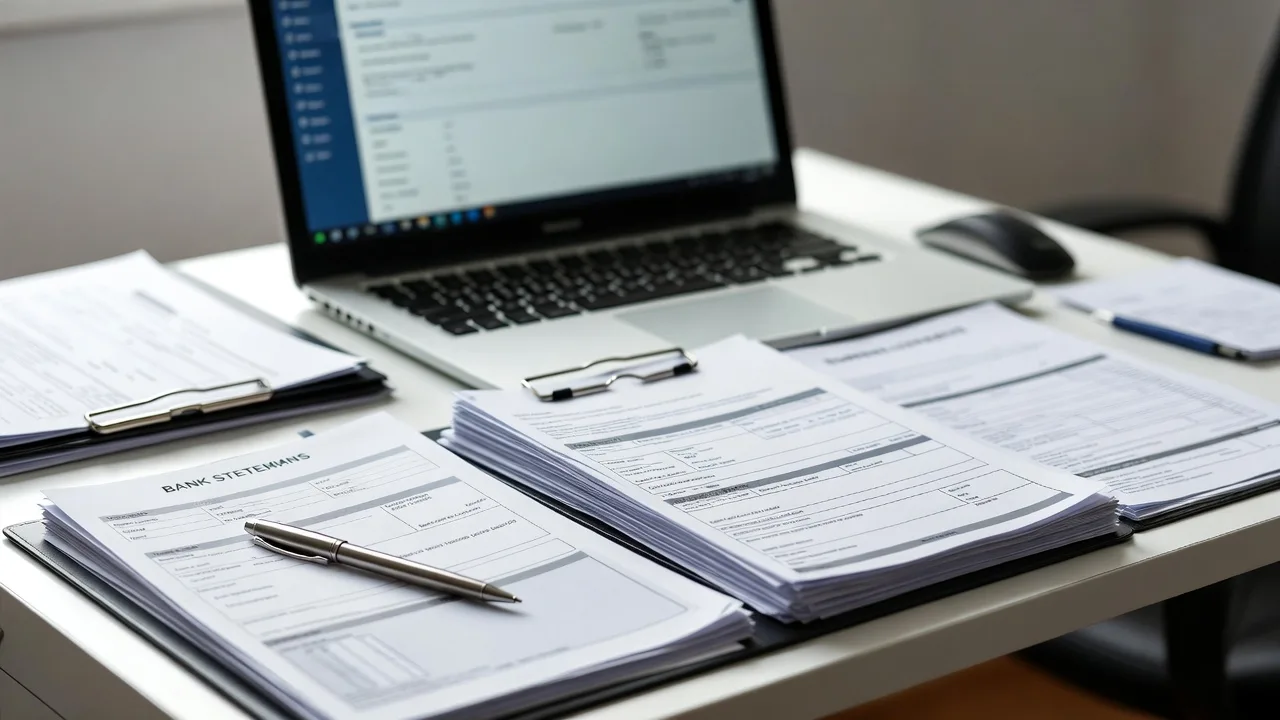 Preparing financial documents before applying for a business loan.
