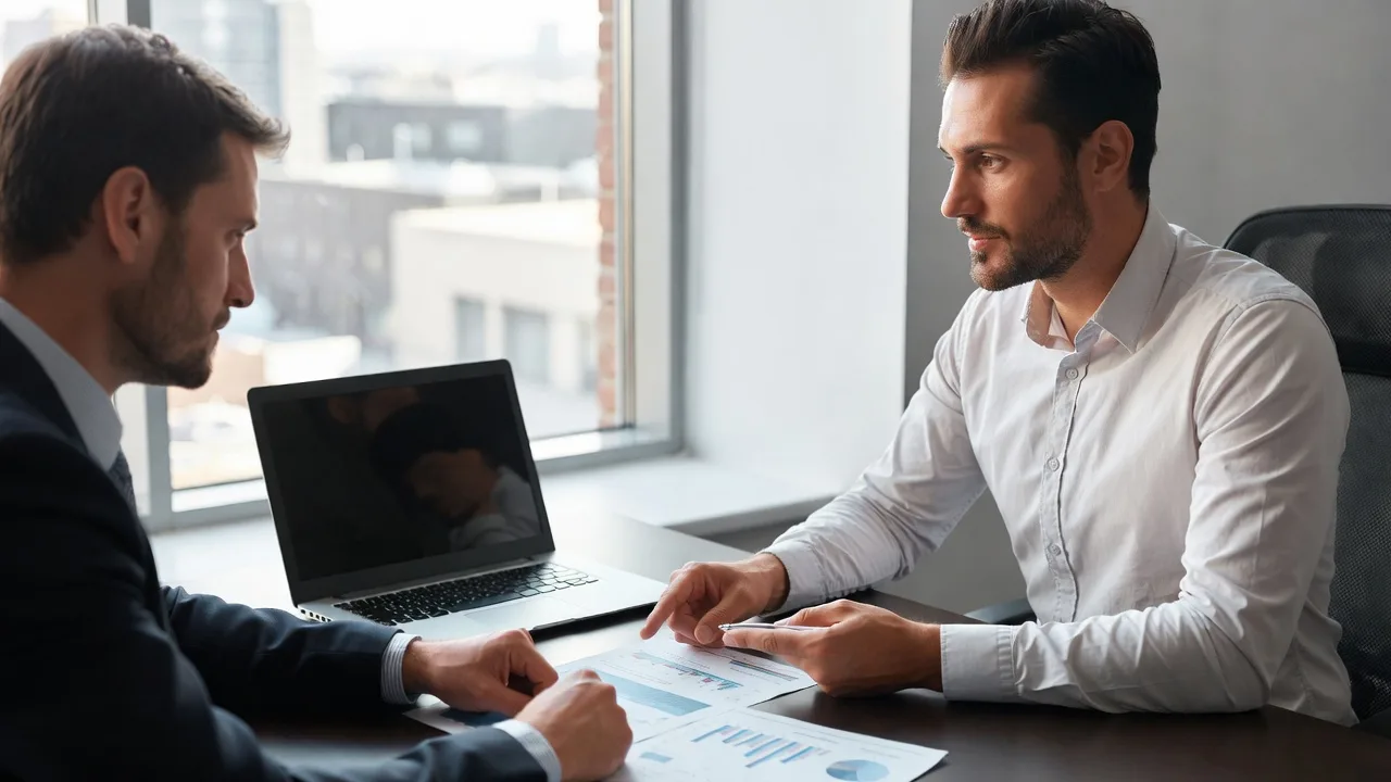 Discussing financing plans with a loan advisor.