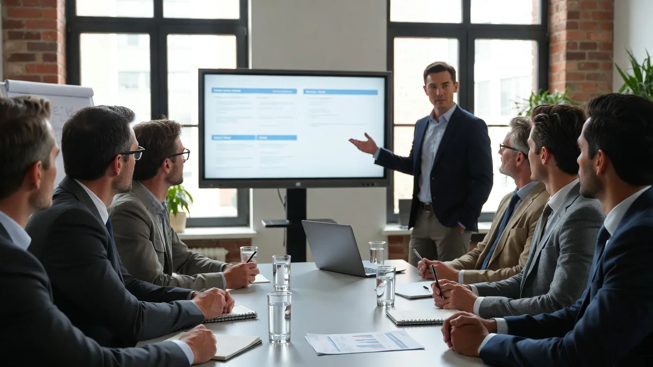 Presenting a startup idea to an angel investor.