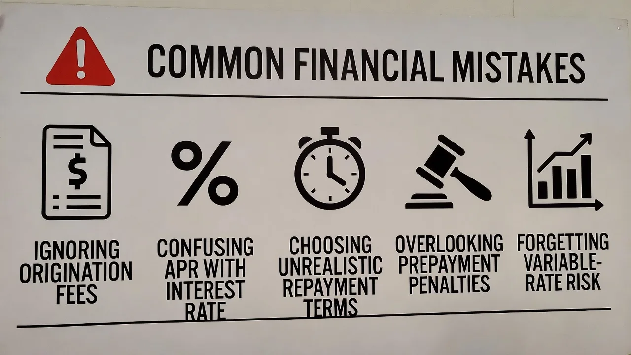 Infographic showing common mistakes people make when using business loan calculators.