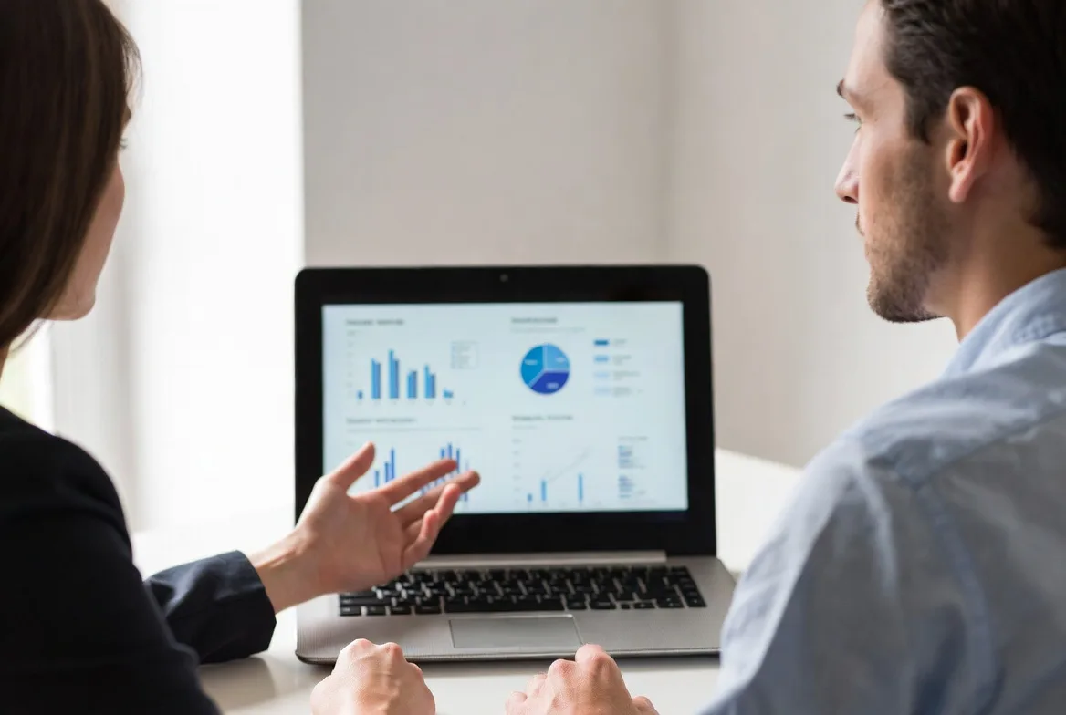 investment advisor explaining portfolio strategy to client