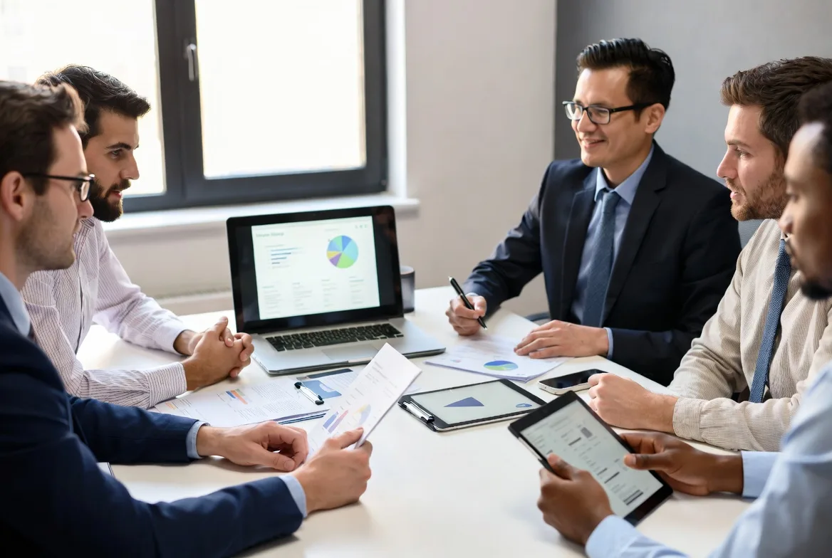 startup founder pitching investors in capital raising meeting