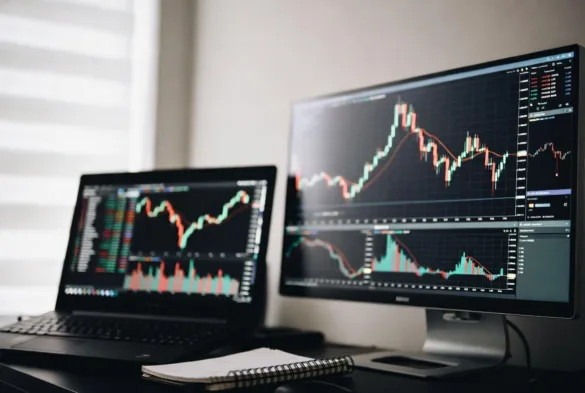 futures trading workspace with multiple screens and charts