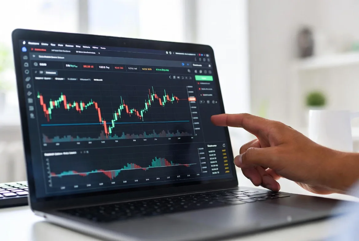 futures contract trading process on laptop screen