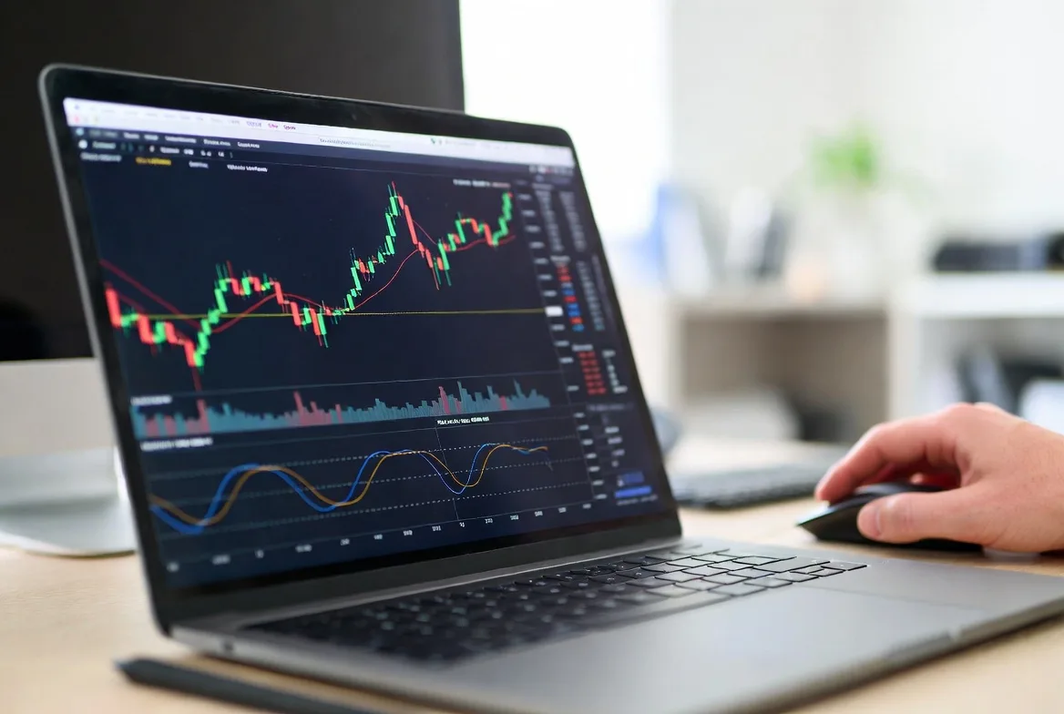 technical analysis with candlestick chart and indicators