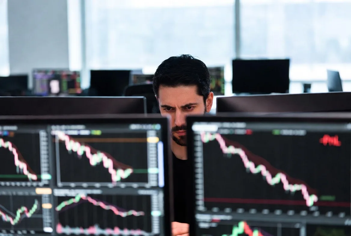 day trading loss with falling chart and negative performance