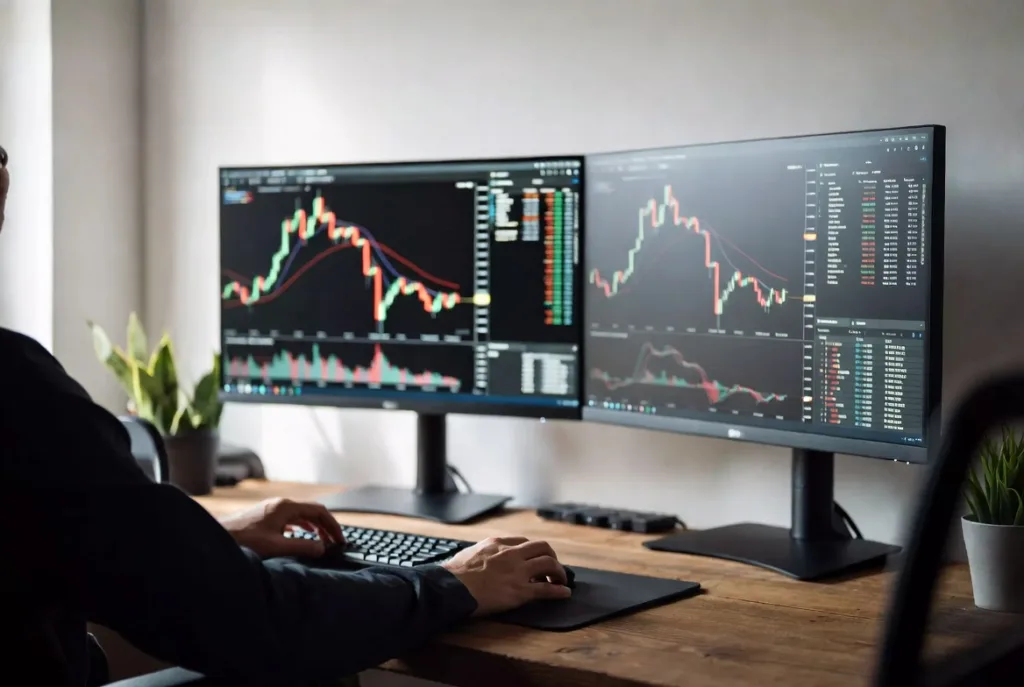 futures trading setup with broker platform and charts