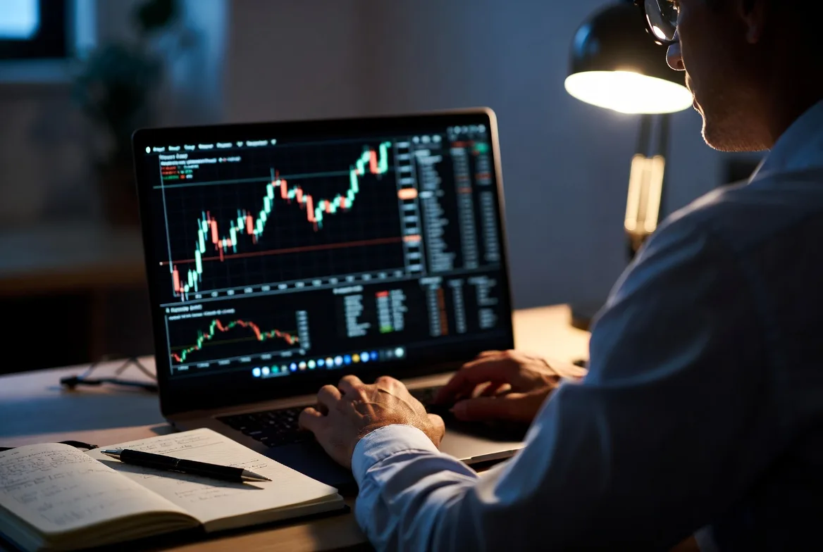planning futures trading strategy with charts and notes