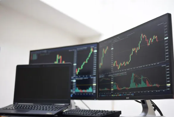 futures trading setup with multiple monitors and charts
