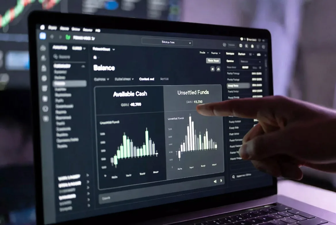 unsettled funds shown in brokerage account balance interface