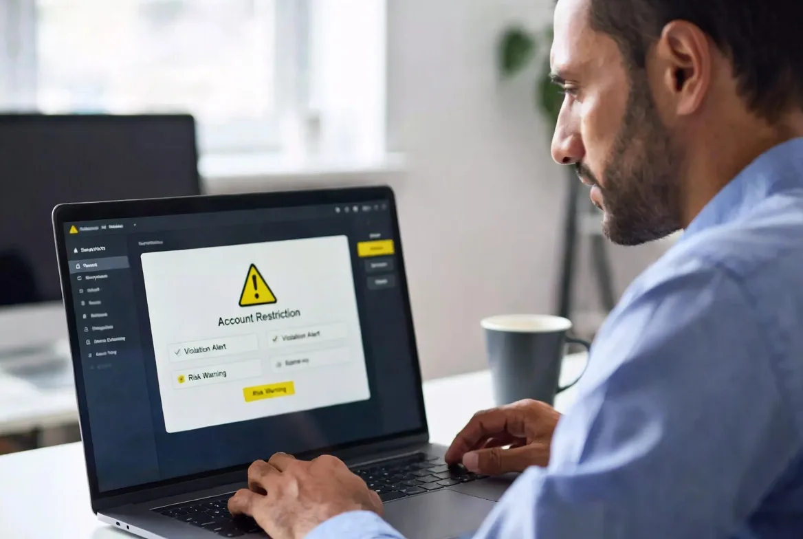 trading violation warning on brokerage account screen