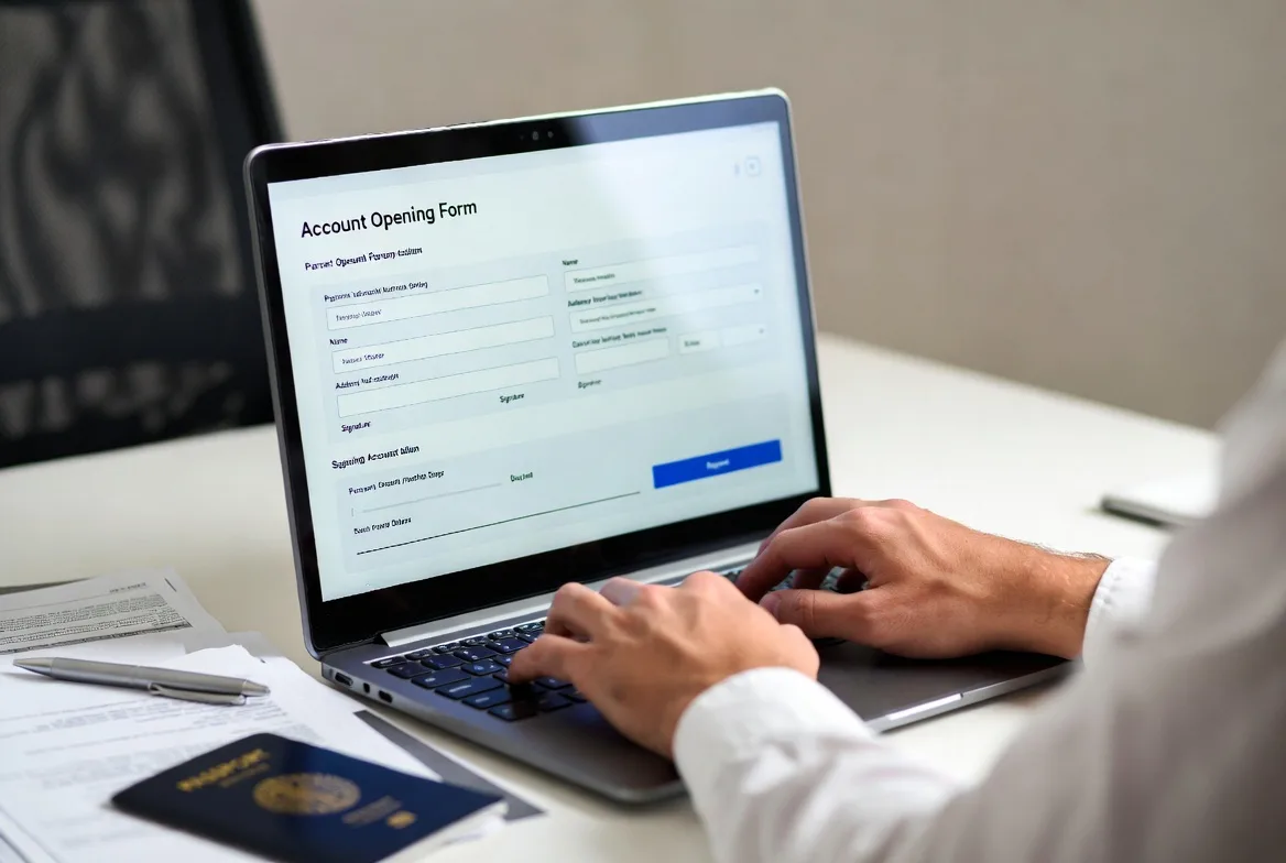 client completing brokerage account application