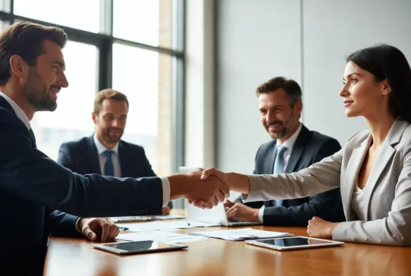 Business leaders closing a strategic deal